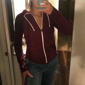 Simple Maroon Zip Up Jacket